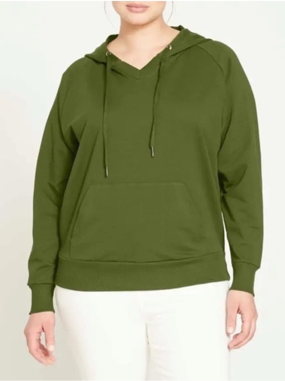 Universal Standard Pima Cotton Green V-Neck Hoodie Size S (14/16)